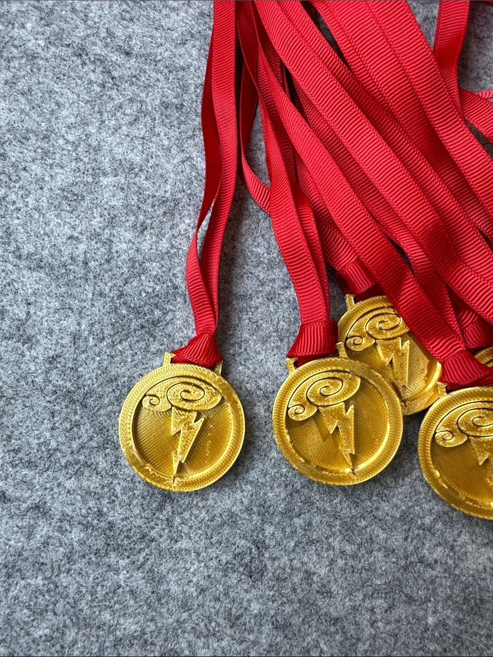 Gold Medallion Necklace with Red Ribbon